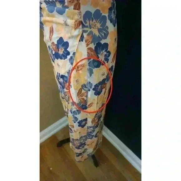 Tie Shoulder Bustier Smocked Split Floral Vacation Midi Slip Dress - Size M - Picture 9 of 15